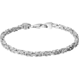 Filango Jewellery - 925 Sterling Silver Byzantine Bracelet with Lobster Clasp - High-Gloss Polished | Choice of Colours and Lengths, 3.2 mm Thickness | 21 cm Length, silver colours