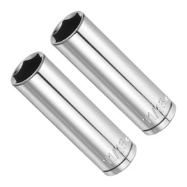 CoCud 6-Point Socket, 1/2" Drive 11/16 Deep, Mirror Chrome Plating CR-V SAE Deep Impact Socket - (Applications: for Ratchet Torque Electric Wrenches Car Repair), 2-Pieces