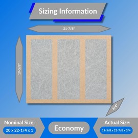 20x22 1/4x1 Glasfloss Fiberglass Air Filter, Double Strut, GDS Series, Made in USA, Actual Size: 19 5/8 x 21 7/8 x 3/4 (Box of 6)