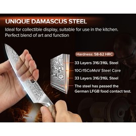 XINZUO 5.2-inch Damascus Steel Petty Knife,67-layer Steel,Perfect for Cutting Fruit and Vegetables Peeling Multipurpose Kitchen Knife with Figured Sycamore Handle