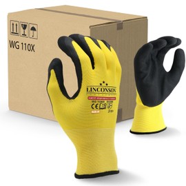 linconson 12 Pack Safety Performance Series Construction Mechanics Work Gloves (Yellow, M (120 Pairs))