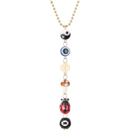 Evil Eye Car Accessories Hanging Ornament,Good Lucky Days Car Charm,8 Ball Mushroom Four-Leaf Clover Pendant for Car Rear View Mirror,Cute Boho Evil Eye Ladybug Yin Yang Symbol Car Decor