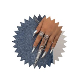 Inateannal Punk Finger Claw Chain Bracelet Finger Nails Tip Claw Bracelet Gold Slave Hand Harness Bracelet Vintage with Fingernail Claw Ring Bracelet Jewellery for Women and Girls, Zinc