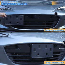 ABS Car Front License Plate Frame Black Compatible with Mazda MX-5 ND 2016-2025 Front Bumper License Plate Bracket No Drilling Mounting Bracket Exterior Accessories