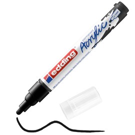 edding 5100 acrylic marker medium - black - 1 waterproof acrylic paint marker - round nib 2-3mm - acrylic paint pen for drawing on canvas, art paper and wood - acrylic markers for pebbles