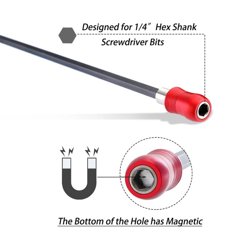 Saipor 12inch Drill Bit Extension 1/4 Hex Shank Quick Release