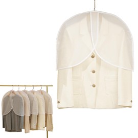 PAVIKE Clothing Cover, Translucent, Set of 5, Clothes Cover, Clothes Cover for Hanging Clothes, Jacket Cover for Cloth, Shoulder Cover, Half Type, Repeated Usable, Deformation Prevention, Dustproof,