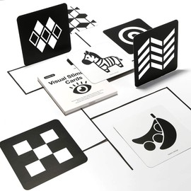 beiens High Contrast Baby Flashcards, Black and White Newborn Brain Development Toys, Visual Stimulation Learning Activity Cards for 0-3 Months, 20 PCs 40 Pages 5.5'' x 5.5'' Educational Infants Gift