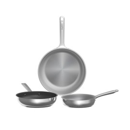 BergHOFF Helix 3Pc Frying Pan Set Recycled 18/10 Stainless Steel for Oven Safe PFAS-Free Induction Pans Even Heating