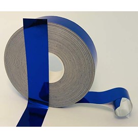 Colored Chrome Tape Plastic Vinyl, Self-Adhesive (1/4 inch x 50 ft, Blue)
