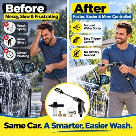 High-Pressure Water Spray Gun for Car Washing – Water Column Nozzle for Auto, Home and Garden Cleaning