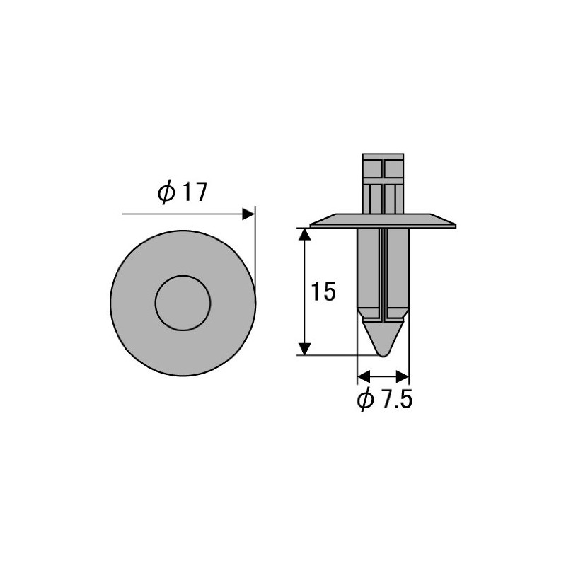 STRAIGHT 09409-083085-5ES 44-080 Push Rivet, Suzuki 0.3 inch (8 mm)