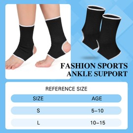 Haysandy 4 Pieces/ 2 Pair Kids Ankle Support Brace Elastic Kids Compression Socks Knitted Ankle Sleeve for Jogging Running Fitness(Black,10-15 Years)