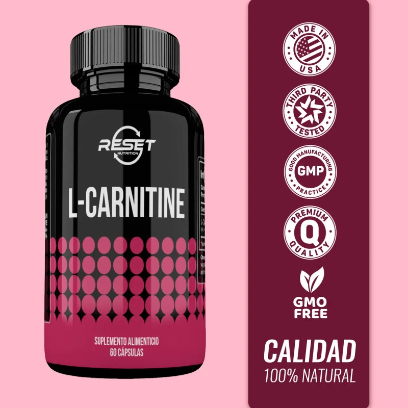 Reset Nutrition Carnitina 500mg Quema Grasa Energia 60cáps Sabor