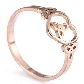 Fantasy Forge Jewelry Celtic Heart Ring Womens Rose Gold Stainless Steel Trinity Knot Band Sizes 6-10 (7.5)