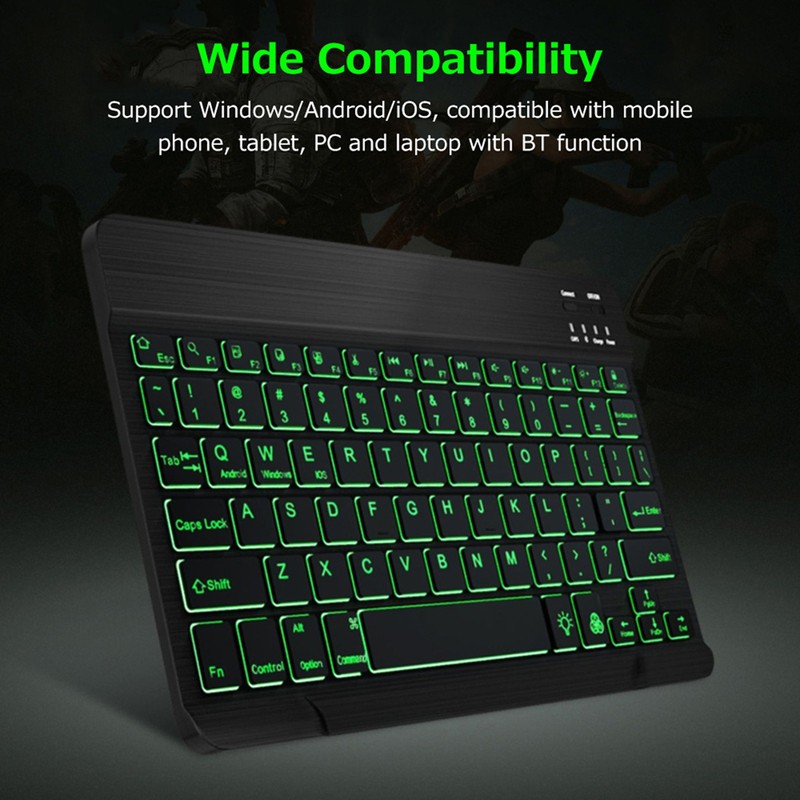 10 inch Wireless BT Keyboard Ultra-thin Rechargeable BT Keyboard Three-system
