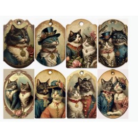 Jamie's bargain store Vintage Cat TAGS Junk Journal Scrapbook USA Seller