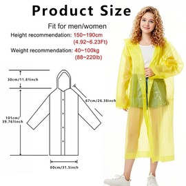 KoovDem Disposable Rain Poncho, Lightweight Emergency Poncho for Outdoor Activities, Camping, Windy and Stormy Weather, Thickened Yellow