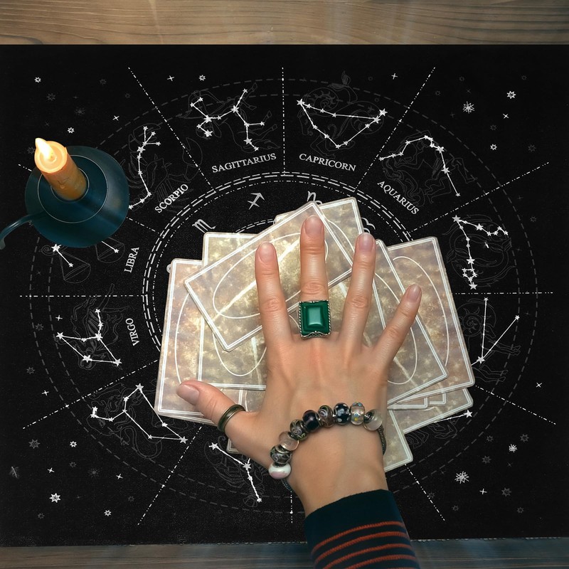 jojofuny Altar Tarot Tablecloth 12 Constellation Pentagram Tapestry Astrology Divination