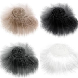 4pcs Fur Fabric, Faux Fur, Fur, Faux Fur Fabric, Fur Trim, Fake Fur, Fake Fur Fabric, Artificial Strips White Black Khaki Gray Fluffy Fuzzy Craft Fur Pieces Gnome Beards for Hair Santa Claus Cosplay