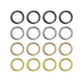 TUKEVA Pack of 16 Round Carabiner 40 mm Key Ring Carabiner Hook Round Carabiner Ring Carabiner Hook for Key Chains, Bags, DIY Crafts (4 Colours)