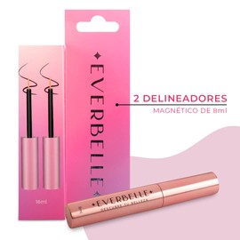 Everbelle Delineador Magnético de Larga Duración - Paquete 2 Líquidos Negro Mate. Para Pestañas Postizas Magnéticas A Prueba de Agua (8ML c/u).