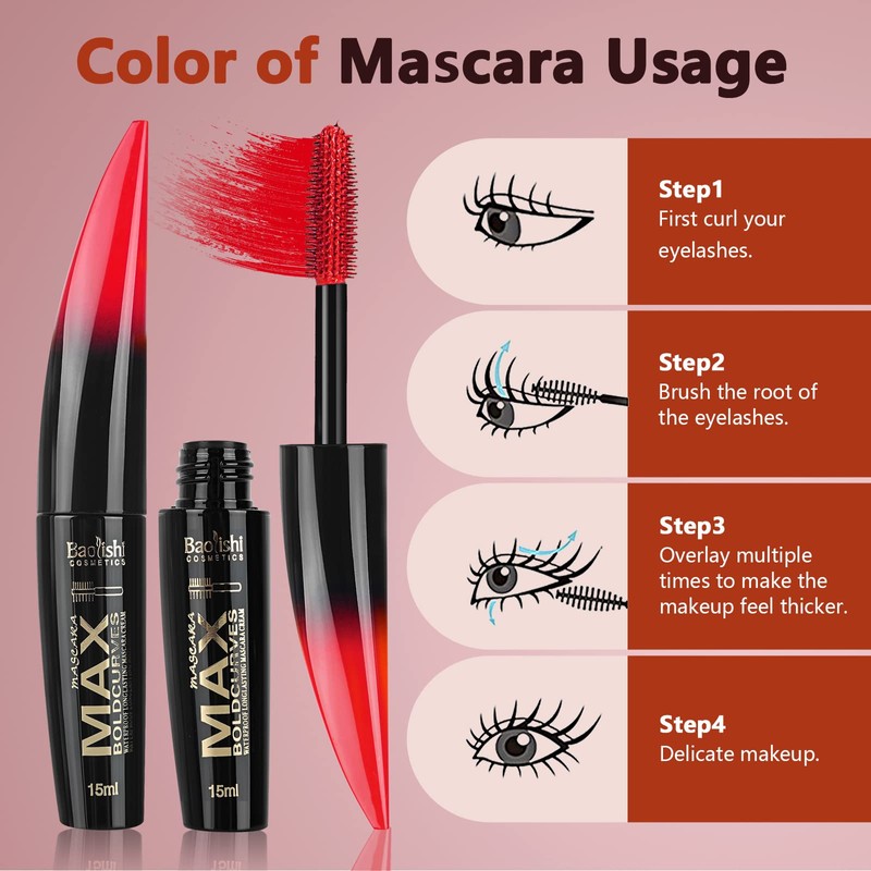 Joyeee 6 Colors Waterproof Colored Mascara Set, Lengthening, Volumizing, Long-Lasting,