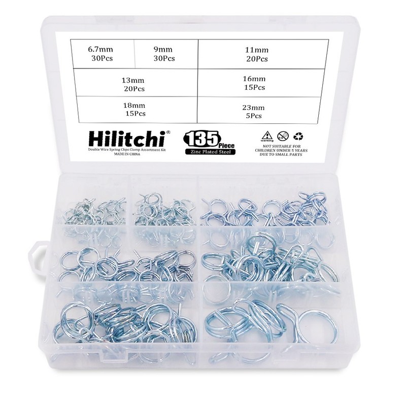 Hilitchi 135-Pcs Double Wire Fuel Line Hose Tube Spring Clips