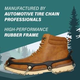 Mountain Goat Approved Shoe Chains - Snow & Ice Traction; Alt for Ice Cleats, Crampons, Spikes, Grippers; Anti-Slip, Case Hardened Steel, Comfortable, Easy Slip-On (1 Pair)