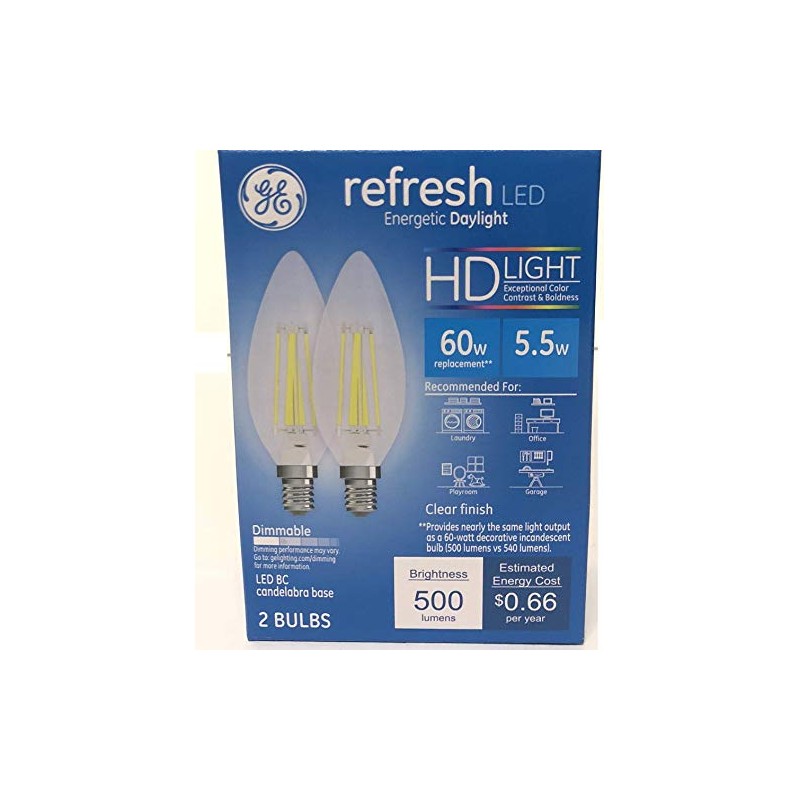 ge 31508 Clear Finish Daylight HD 60w Dimmable Pack 2