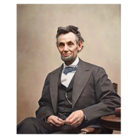 PRESIDENT ABRAHAM LINCOLN COLORIZED PORTRAIT 8X10 GLOSSY PHOTOGRAPH REPRINT