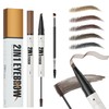 Eyebrow Pencil with Eyebrow Gel, 2-in-1 Microblading Eyebrow Pen and