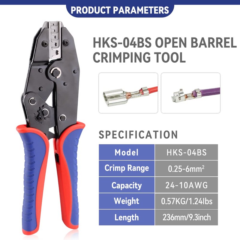 HKS Crimping Tool for Non-Insulated Open Barrel Terminals -for JST