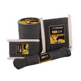 FISHLUND 4 mm Paracord 550 Nylon 7 Strands Parachute Cord Type III for Survival, Camping, Outdoor - Reflective Black - 15 m