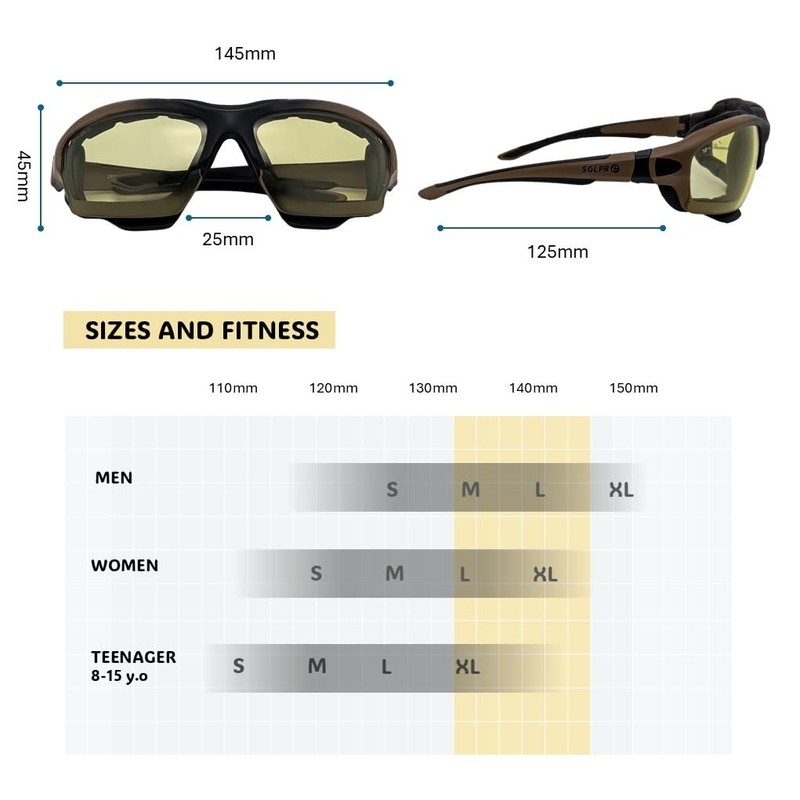 SOL PRO Powersport Sunglasses, Motorcycle Riding Safety Goggles, Night Vision,