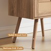 SUPERJARE Nightstand with Charging Station & Rattan-Like Decor Drawer, Rattan