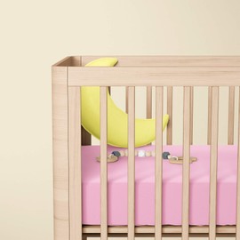 Dudu N Girlie Fitted Travel Cot Sheets 95x65 cm | Hypoallergenic, Elasticated, Breathable, Easy-Care Baby Bedding (Pack of 2, Pink & Yellow)