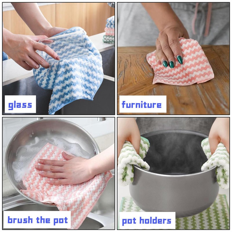 5-Pack Microfiber Cleaning Cloths, Reusable & Washable, Absorbent & Streak-Free,