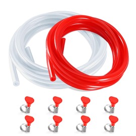Imaictuu 15FT CO2 Hose Beer Line Dual Lines Kit，ID 3/16" Beer Line Tubing & ID 5/16" CO2 Gas Line Kegerator Replacement Line Food-Grade PVC Tubing Draft Beer Keg Faucet Tubing with 8 PCS Hose Clamps