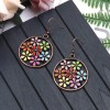 LZD Bohemia Earrings Dangle Drop Emamel Flower Colorful Red Copper