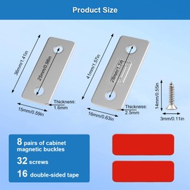 8 Stück Magnetschnäpper Ultra Dünn, Selbstklebend Schubladen Türschließer, Magnetischer Türschnäpper Ultradünne, Magnetverschluss Schrank Klein, für Schubladen, Balkontür, Schranktür, Schiebetüren