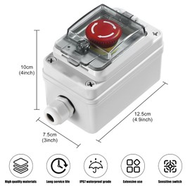 Push Button Switch IP67 Outdoor Waterproof Button Switch Box Emergency Stop Button Switch with Protective Cover Anti-Misoperation Switch