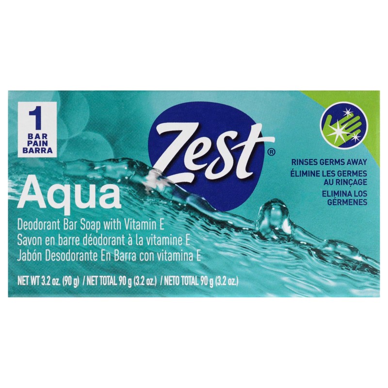 Zest Deodorant Bar Soap - Aqua - Moisturizing Body Soap