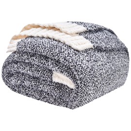 CozeCube Throw Blanket, Ultra Soft Cozy Knit Throw Blanket, Warm Fluffy Throw Blanket, Reversible Throw Blanket for Couch Bed Sofa Gift, 60 x 80 inches,Jet Black and White