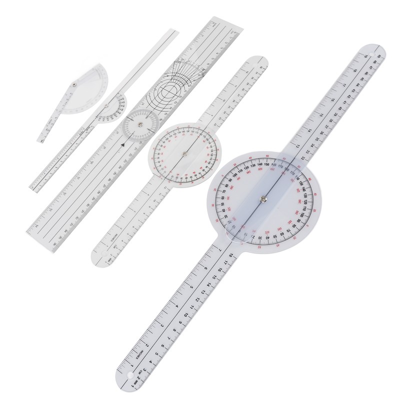 5Pcs Medical Goniometer Transparent Plastic Multifunction Joint Goniometer Set Kit