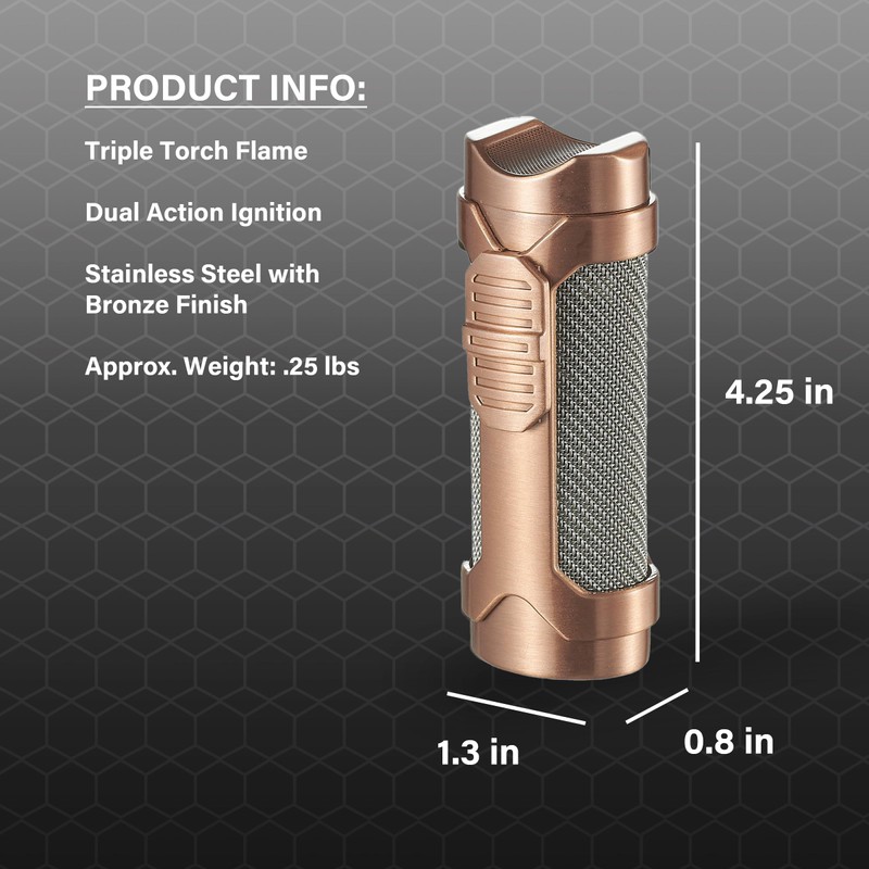 Visol Marlin Butane Torch Lighter Triple Flame Refillable Gas Lighter,