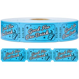 Drink Roll Raffle Tickets, Blue Single Roll Tickets for Events, Carnivals, Entry, Class Reward, Fundraiser & Prizes, 1000 Tickets per Roll, Size 1 x 2 Inch