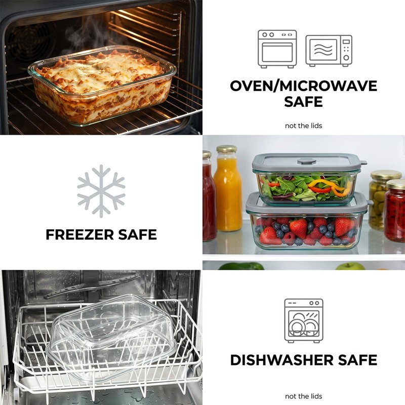 Woaiwo-q 12 Pack Multi-Size Glass Food Storage Containers with Glass