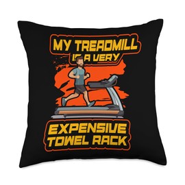 My Treadmill is a very Expensive Towel Rack Throw Pillow