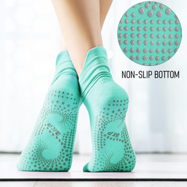 BKP Pilates Grip Socks Yoga Socks for women,Non-slip Ballet Athletic Socks for Women Dance,Barre,Workout, 2pairs-(blue&pink), 5-9